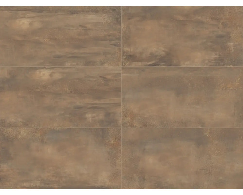 Carrelage de sol en grès cérame aspect métal rustique avec surface mate.