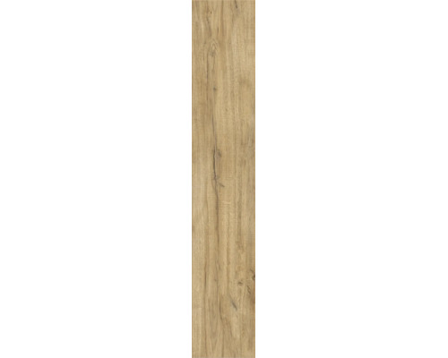 Lame de sol aspect bois avec veinage naturel et nœuds.