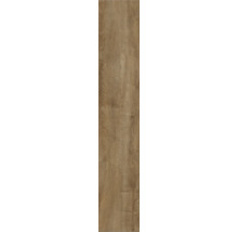 Sol stratifié avec aspect chêne et structure en bois perceptible.