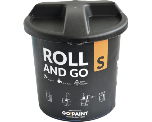 Go Paint Farbwannen-Eimer Roll and Go S aus recyceltem Kunststoff für 10 Zentimeter Farbroller mit 1,2 Liter Fassungsvermögen.