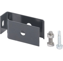 Metallhalterung mit vorgebohrten Löchern, inklusive Bolzen mit Mutter und einer Bohrschraube.