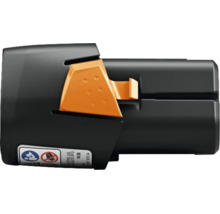 Stihl Lithium-Ionen-Akku AS 2 für Gartengeräte in Schwarz und Orange.