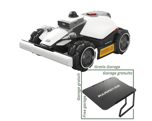 Mammotion Mähroboter mit Allradantrieb und einer passenden kostenlosen Garage.