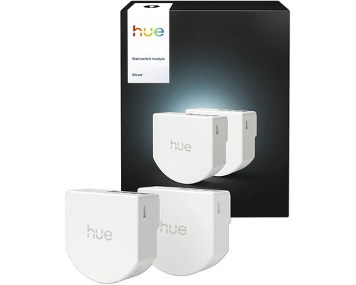 Module d'interrupteur mural Philips Hue en pack de deux, accessoires de maison intelligente filaires pour le contrôle de l'éclairage.