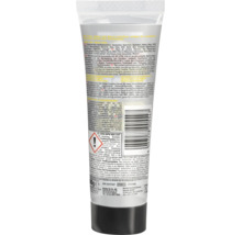 Dos d'un tube de 90 grammes de colle Pattex Ni Clou Ni Vis Crystal avec informations produit et avertissements de danger.