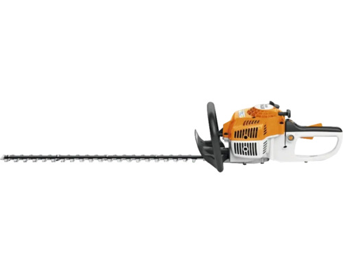Stihl Benzin-Heckenschere mit langem Schneidmesser und ergonomischem Handgriff.