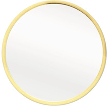 Miroir mural rond avec cadre doré.