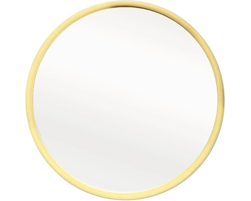 Miroir mural rond avec cadre doré.