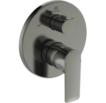 Mitigeur monocommande encastré Ideal Standard pour bain et douche avec rosace ronde, inverseur, levier et Ideal Standard Logo.