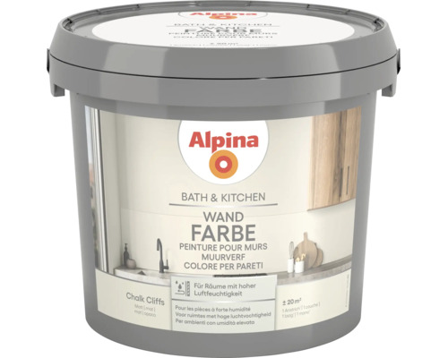 Peinture murale Alpina Bath und Kitchen Chalk Cliffs mat pour les pièces à forte humidité