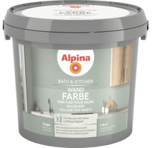 Peinture murale Alpina Bath et Kitchen, mate, Sage, pour pièces à forte humidité, rendement environ 20 mètres carrés.