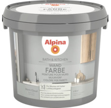 Peinture murale Alpina Bath et Kitchen Storm Cloud mate pour pièces à forte humidité.