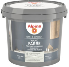 Peinture pour murs Alpina Bath et Kitchen Deep Sea, mate, pour pièces humides, environ 20 mètres carrés.