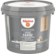 Peinture pour murs Alpina Bath et Kitchen en Stone, mat, pour pièces à forte humidité, rendement environ 20 mètres carrés.