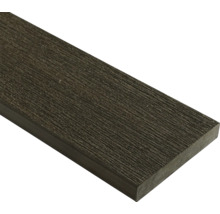Terrassendiele aus Holz-Kunststoff-Verbundwerkstoff mit strukturierter Oberfläche in Anthrazit.