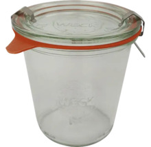 Weck Einmachglas Sturzglas aus Klarglas mit Glasdeckel, Gummiring und Federklammern zum Einkochen