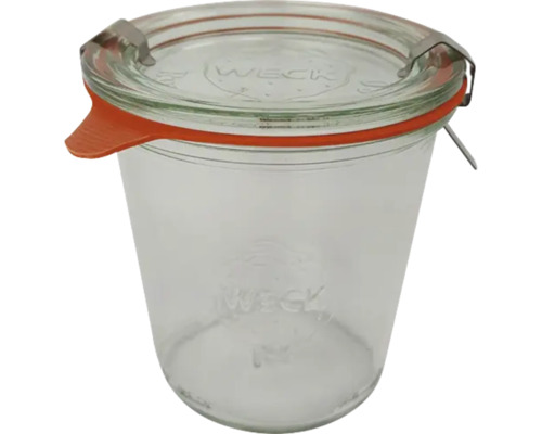 Weck Einmachglas Sturzglas aus Klarglas mit Glasdeckel, Gummiring und Federklammern zum Einkochen