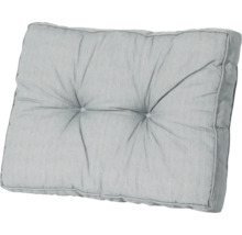 Coussin de palette matelassé en tissu gris avec deux boutons.
