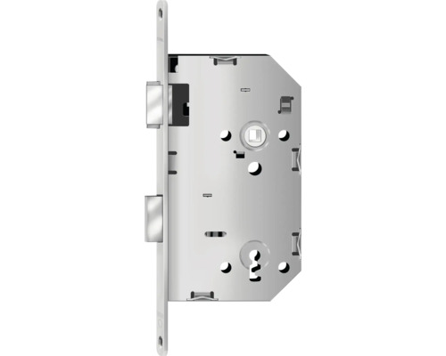 Einsteckschloss aus Metall für Innentüren mit Buntbart-Lochung.