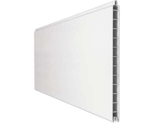 Lambris en plastique pour mur et plafond avec profilé alvéolaire, surface blanche lisse.