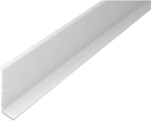 Weisses Winkelprofil aus Kunststoff in L-Form.