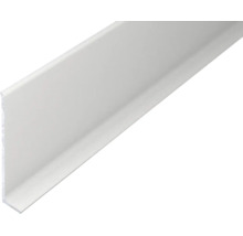 Weisses Winkelprofil aus Kunststoff in L-Form.