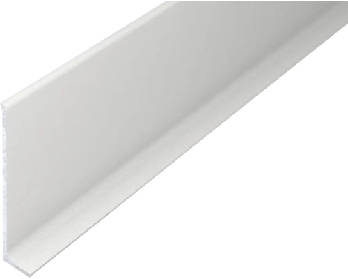 Weisses Winkelprofil aus Kunststoff in L-Form.