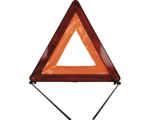 Klappbares Warndreieck mit Reflektoren und Metallstandfuß für die Pannenhilfe.