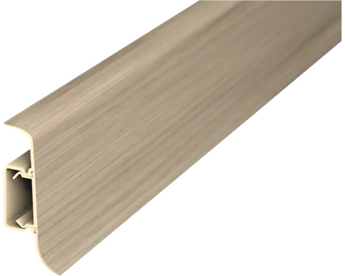 Sockelleiste mit Holzmaserung und integriertem Kabelkanal