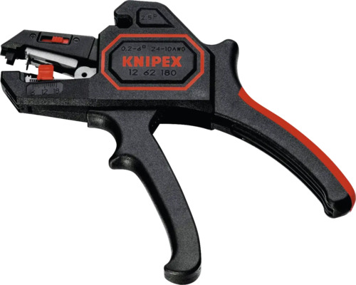 Automatische Abisolierzange Knipex 12 62 180 für Kabel von 0,2 bis 6,0 Quadratmillimeter.
