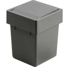 Poubelle carrée en plastique avec couvercle oscillant.