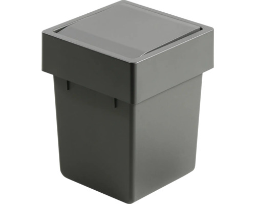 Poubelle carrée en plastique avec couvercle oscillant.