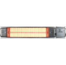 Eurom Infrarot-Terrassenstrahler aus Metall mit leuchtendem Heizelement.