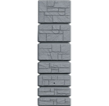 Récupérateur d'eau de pluie vertical avec aspect pierre grise et structure rectangulaire.