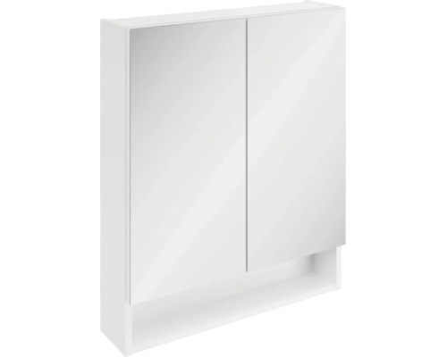 Armoire de toilette à deux portes pour salle de bains avec une étagère ouverte en dessous