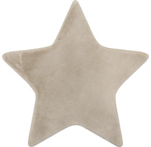 Beiger, sternförmiger Teppich aus weichem Plüsch.
