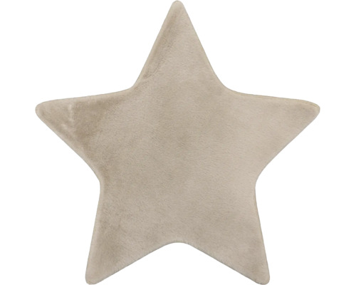 Beiger, sternförmiger Teppich aus weichem Plüsch.