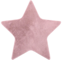 Sternförmiger Teppich aus weichem Kunstfell in Rosa.
