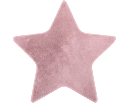 Sternförmiger Teppich aus weichem Kunstfell in Rosa.