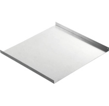 Tablette en métal galvanisé avec rebords pliés et trous pré-percés pour la fixation.