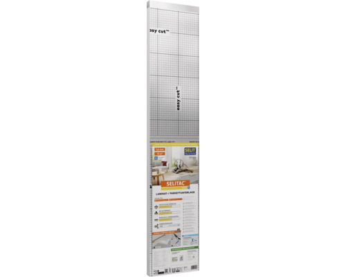 Sous-couche pour stratifié et parquet SELIT SELITAC basic plus, 1,6 millimètre d'épaisseur, 12 mètres carrés, avec protection contre l'humidité.