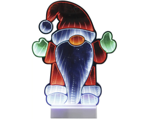 Décoration de Noël LED Père Noël avec effet miroir infini, lumineuse.