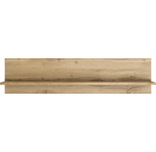 Wandregal mit Rückwand in Holzoptik.