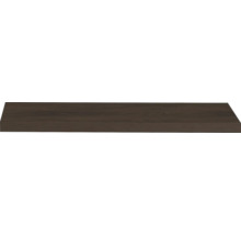 Tablette d'étagère en bois brun foncé avec veinure.