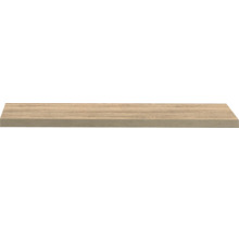 Tablette murale décor chêne, étagère rectangulaire en matériau dérivé du bois.