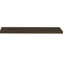Tablette murale aspect bois foncé, rectangulaire.