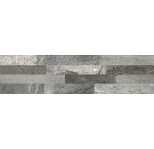 Plaquettes de parement aspect pierre naturelle avec surface structurée et différentes nuances de gris.