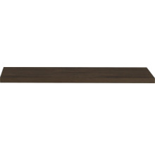 Tablette murale aspect bois foncé, rectangulaire.