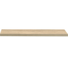 Tablette d'étagère en bois avec décor chêne, rectangulaire.