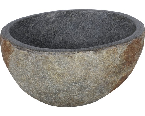 Vasque à poser Differnz Lombok-S env. 23 x 23 cm pierre naturelle Riverstone brun gris mat 36.102.05